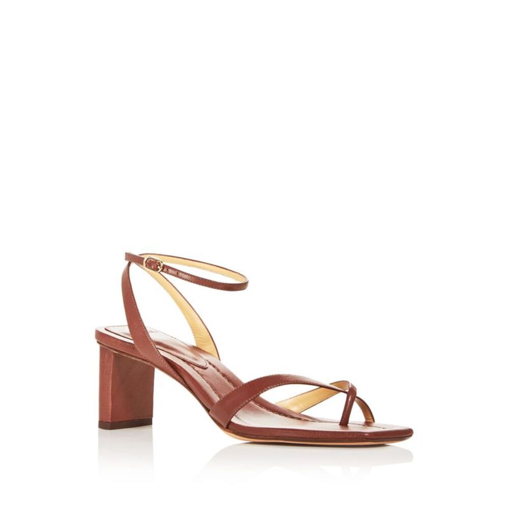 ALEXANDRE BIRMAN Womens Brown Nelly Toe Block Heel Leather Sandals Shoes 37